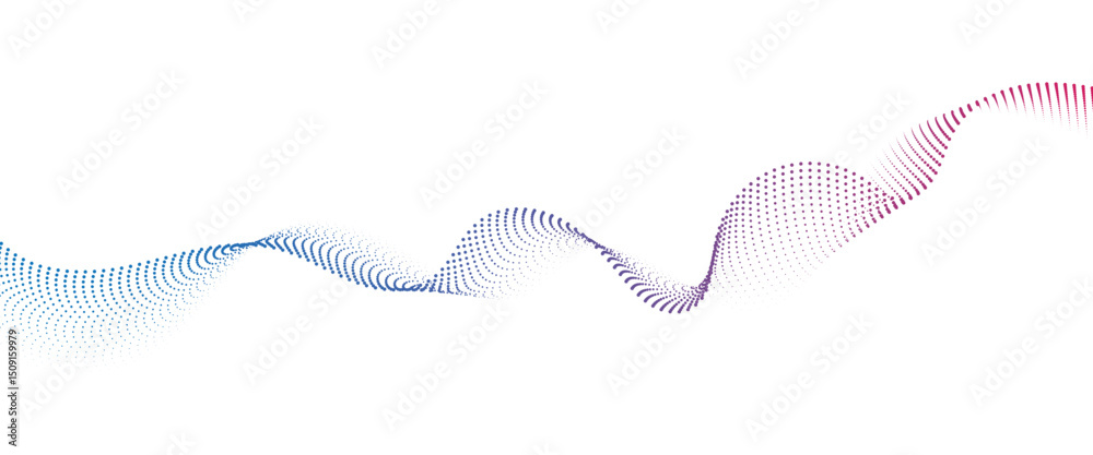 Poster Flowing Dot Wave halftone gradient pattern on transparent background.
