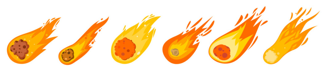 Cartoon asteroid meteor space stone rock fire ball impact doodle. Volcano vector planet vector lava game  © Alina Nikitaeva
