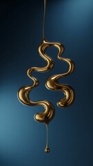 Abstract gold liquid dripping design element