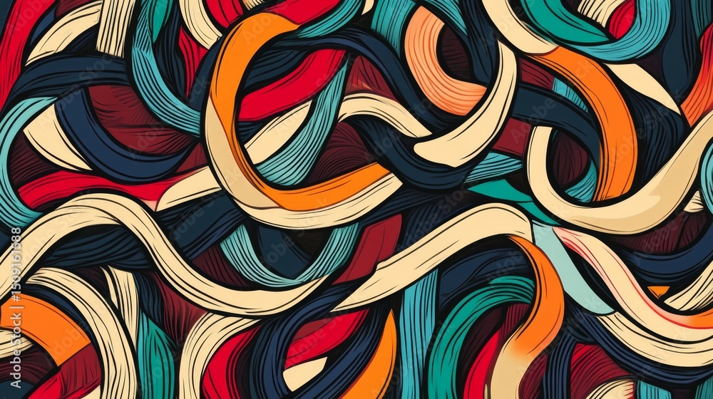Poster creating a dynamic pattern of interweaving strands visual art techniques for graphic designers in co