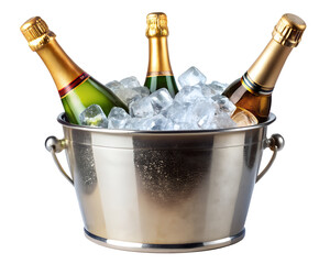 champagne bottle and glass isolated on white background.PNG Transparent file type with high definition picture quality available.