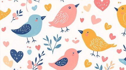 Playful bird pattern whimsical environment fun content childlike design cheerful viewpoint colorful concept for kids