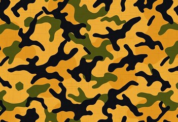 Obraz premium Grunge camouflage seamless pattern Tan, black, brown, green shades Scratched texture, textile, illustration