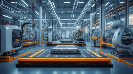 Fototapeta premium Transforming the future electric vehicle production facilities high-tech industrial zones digital innovation in manufacturing