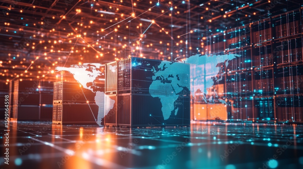 Poster connecting major cities through a glowing world map a visual representation of global networking and