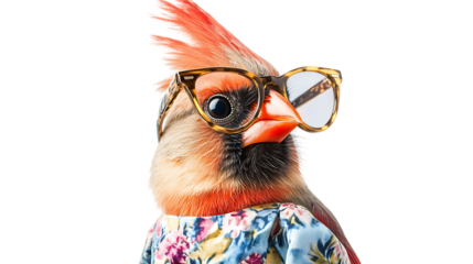 Closeup of a bird with glasses