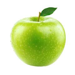 One Green Apple  isolated on a transparent background