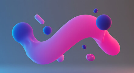 Abstract Pink and Blue Liquid Forms 3D Render Gradient Modern Art Fluid Design Dynamic Shapes