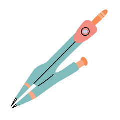 Geometric tool for drawing circles. School compass.