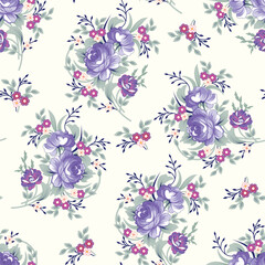 Seamless pattern with flowers and floral elements, nature life, vector illustration