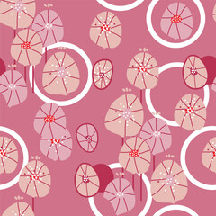 Seamless pattern with flowers and floral elements, nature life, vector illustration