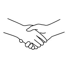 Handshake between two people on white background