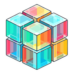 Obraz premium Colorful 3D cubes vector image blockchain technology concept with transparent background