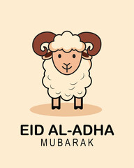 Eid al-Adha Mubarak Card with Sheep Illustration