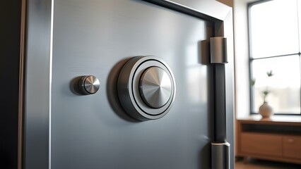 A close-up of a modern safe door showcases advanced security features for protecting valuables.