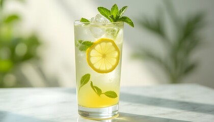 cocktail with lemon and ice 
