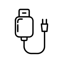 Fototapeta premium USB charger with cable connected for electronic devices 