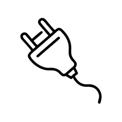 Electrical plug with cord in minimalist line art style  