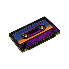 Retro audio cassette in vintage style. Design element. T-shirt design.