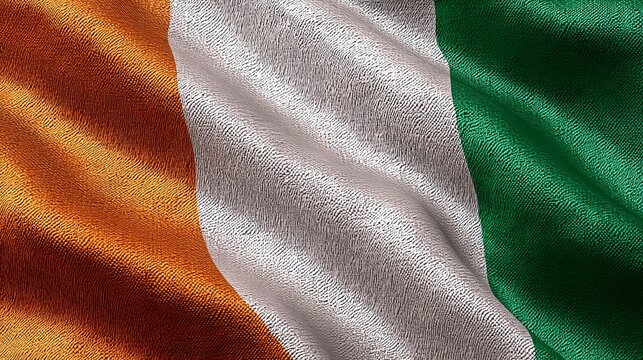 Flag of Cote d'Ivoire displayed proudly to celebrate Independence Day festivities in the vibrant atmosphere