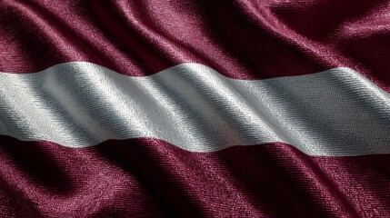 Latvian flag in silk waves representing independence day celebration and national pride