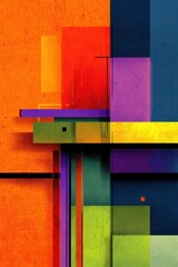 Minimalistic abstract design with bold geometric shapes and vibrant colors