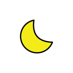 Yellow crescent moon icon vector. Minimalist moon logo design vector template. Simple crescent moon vector icon with white background. Simple and editable basic moon icons. Eps file 68.