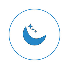 moon, star, islam, symbol icon vector. Moon phases, symbol of space and night. Blue Moon Icon with Stars Inside for Night Mode Design. sleep moon icon icon vector illustration. Eps file 78.