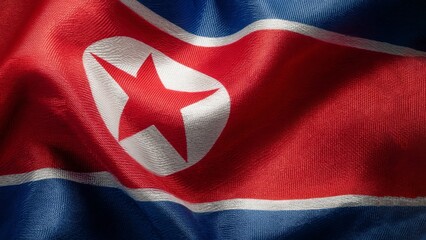Celebrating independence day with the flag of Democratic People's Republic of Korea