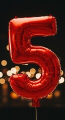 Red Number Five Balloon Celebration