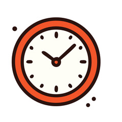 Retro Timepiece: Whimsical Orange Clock Illustration for Design Projects