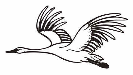 Fototapeta premium A stylized illustration of a flying crane or heron bird,