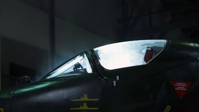 Cockpit of Military Jet With Ship Kill Marks on Display - 4K