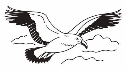 Obraz premium detailed vector sketch of a soaring bald eagle