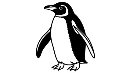penguin, black and white, cartoon-like