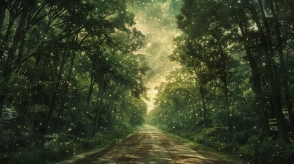 Fototapeta premium Magical crystal forest glowing under a breathtaking starry sky, creating an enchanting night scene