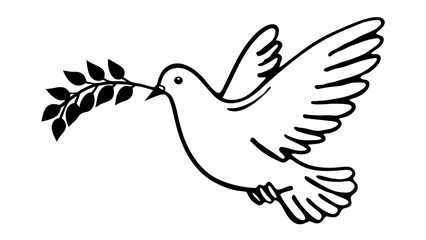 Obraz premium bird with branch in beak, stylized dove