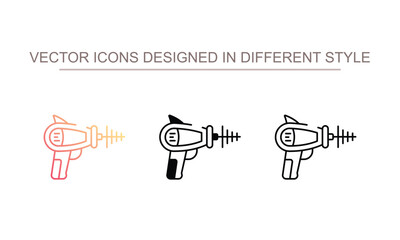 Space Gun icon design with white background stock illustration