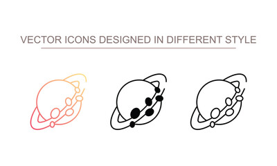 Planet Asteroid Belt icon design with white background stock illustration