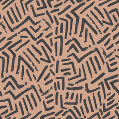 Abstract Geometric Pattern Dusty Rose and Charcoal Brushstrokes Seamless Design