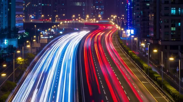 Urban Night Rush: Light Trails in the City