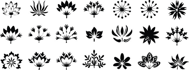 a set of Symmetrical Flower Design Set  Radial Petal Motifs for Decorative Use