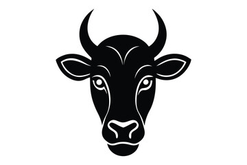 Cattle head vector silhouette design | clean black profile artwork of farm cow face