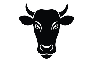 Iconic cow head silhouette vector artwork | clean minimal profile of bovine in black