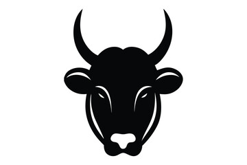 Artistic side profile of cow head silhouette | vector black drawing of farm animal
