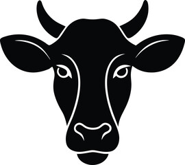Powerful cow head silhouette vector icon | elegant livestock face drawing in black