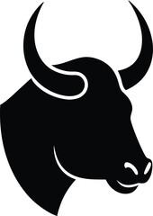 Cow head vector design with black silhouette | professional farm animal artwork