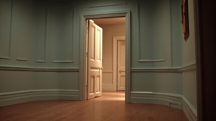 Empty hallway with open doorway