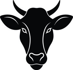 Cattle head profile vector in silhouette style | clean black art for farm themes