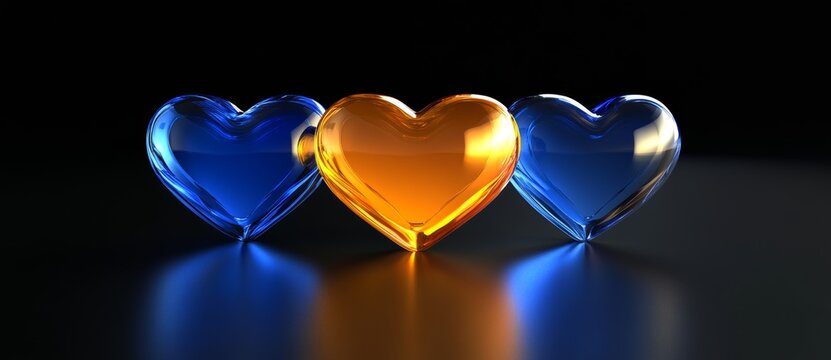 Valentine's Day is a possible use for a studio shot depicting three hearts in multiple shades